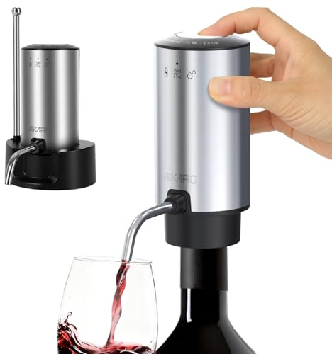 AIKARO - Aeratore per Vino Elettrico Versatore Ricaricabile Decantatore Elettronico Automatico con Base, Arresto Automatico