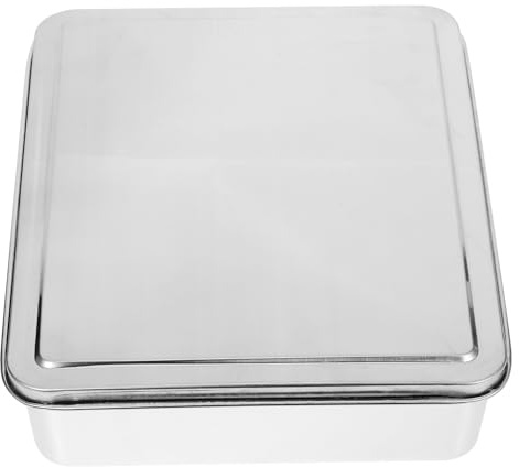 Veemoon Teglia da Forno in Acciaio 28X22X6 CM con Coperchio Stampo per Dolci Riutilizzabile e Antiaderente Teglia Profonda per Torte e Pasticcini Adatta per Uso Domestico e