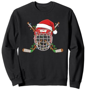 Casco de Hockey sobre Hielo de Navidad de Papá Noel para Hombres, niños y Adolescentes Sudadera