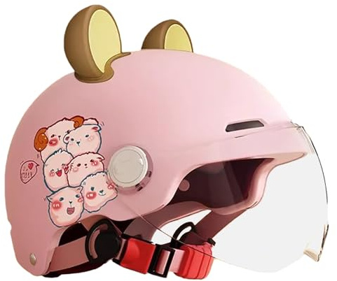 Casco Da Bici Per Bambini, Casco Da Scooter, Casco Multisport Per Bambini Per Ciclismo, Casco Stile Crash Per Ragazzi E Ragazze, Decorazione A Forma Di Orecchio D'orso 1,(48-54CM)