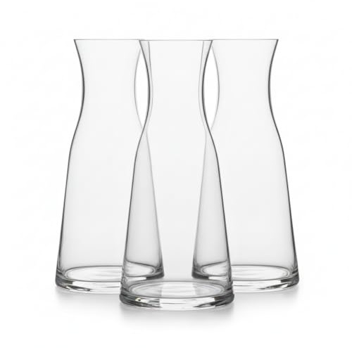 Set di 3 Caraffe in Vetro elegante Professionale MEZZO LITRO Moderna Vino Acqua Succhi Brocca bottiglia CL 50 per una Tavola Elegante Design in Vetro leggero Sonoro High-Tech Anti-Rottura Horeca