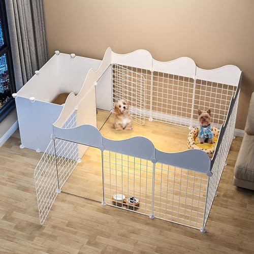 Jaula para mascotas para perros pequeños y animales pequeños, valla de alambre de metal con área de entrenamiento para inodoro, diseño duradero y espacioso