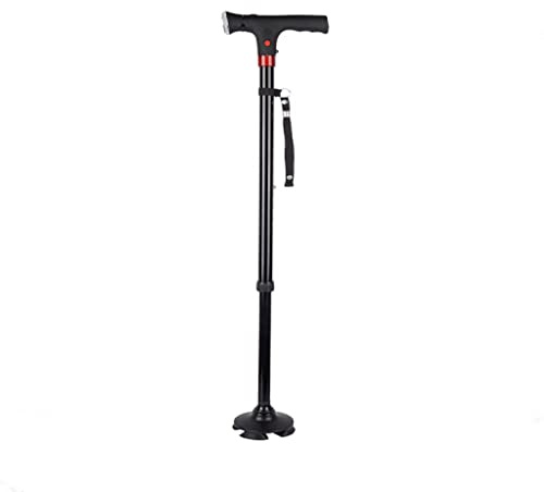 GIMA Bastón De Seguridad Con Luz Con Base De 4 Patas, Negro