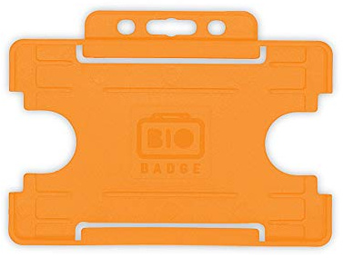 BioBadge Orange ID Card Holders Open-Faced for ID Badges Landscape 100 Pack