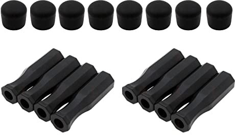 Packung mit 16 universellen achteckigen Griffen und Sicherheitsendkappen Achteckige Griffe für Fußballtische, Schwarze Kickerstangen aus