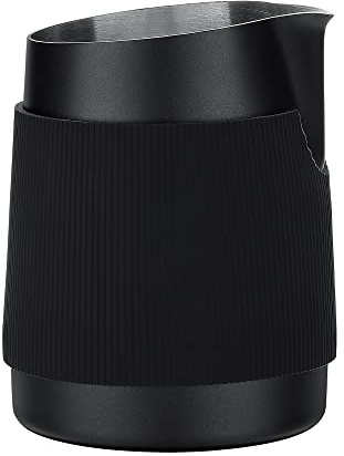 Normcore Brocca per schiumalatte senza maniglie, 450 ml, in acciaio inox, con beccuccio affilato, colore nero, 450 ml