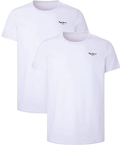 Pepe Jeans Herren Pepe Tshirt 2p Tshirt White (White),XXL