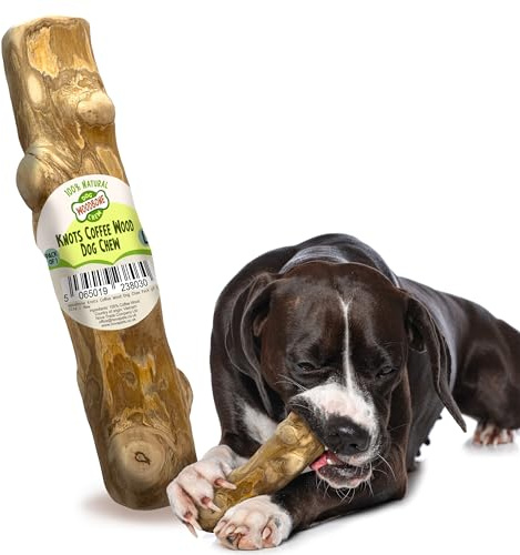 Woodbone Knots Coffee Wood Dog Chew Toy for Large Dogs - Natural Wood Knots Branch Chewing Stick - Pack of 1 Size L