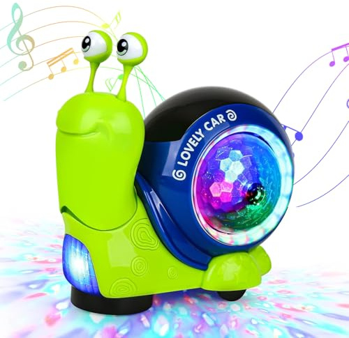 XUDUOO Snail Baby Toys, Musical Light Interactive Crawling Sensory Toys, Boys Girls Birthday Gifts for Kids Toddler Age 0-6 months 1 2 3 Years Old