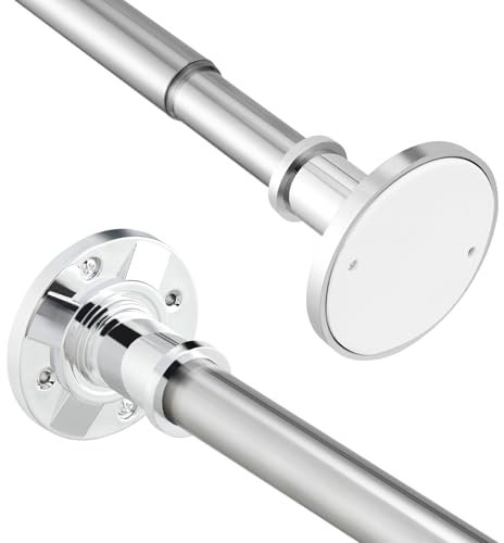 PadPure Duschvorhangstange Ohne Bohren 75-255cm Vorhangstange ausziehbare Teleskopstange, Verstellbare Spannstange für Badezimmer/Kleiderschrank,Siber