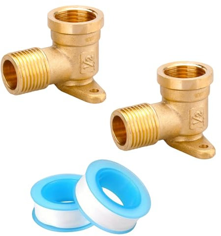 2 piezas 90 gradoscodoconector de tubería,ConectorCodoslatón Tuberias,Cododelatón,CodoRoscadoLaton,Codo 90°hembra/macho latón,CodoLaton con 2 Unidades Cinta PTFE de Rosca,12mmx3m