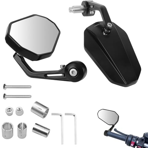 WingFly Retroviseurs Moto Homologué, 7/8 22mm Retroviseur Moto Embout de Guidon avec E-mark Homologué, Rétroviseurs Latéraux Moto Rabattable Moto pour Scooter Motos Quad ATV