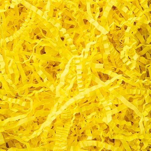 500g Yellow Shredded Tissue Paper for Gift Boxes, Hampers and Gift Bags | Crinkle Cut Shredded Paper, Ideal Hamper Filling Gift Packaging Filler Suitable Birthday Wedding Easter Christmas Anniversary