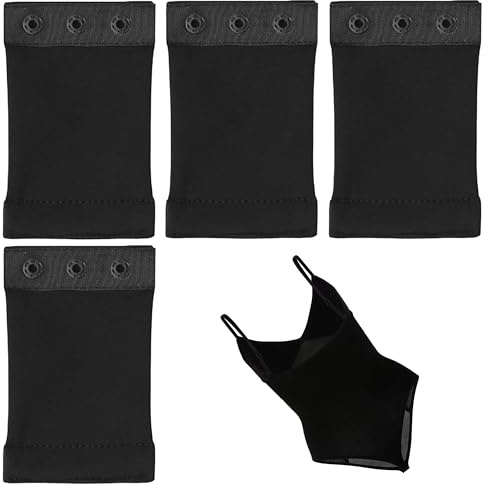 Ltsbaed 4 Piezas Extensor para body mujer, Desmontable y lavable,10 x 5 cm, para body reductor mujer y fajas reductoras mujer(negro)
