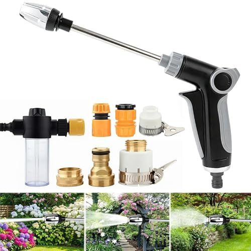 Pistolet à Eau Haute Pression Power Jet, Portée de Pulvérisation 10-15 m | Jet D'eau et Mode de Pulvérisation Réglables, Conception compacte et portable, pour Lavage de Voiture, Jardin et Terrasse