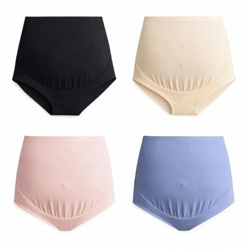 Mama Cotton High Waist Maternity Panties Mutande da Uomo, Multi4-c, L (Pacco da 4) Donna