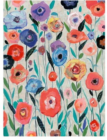 Kuatéh Quadro Astratto 90 x 120 cm Fiori Multicolore Olio su Tela