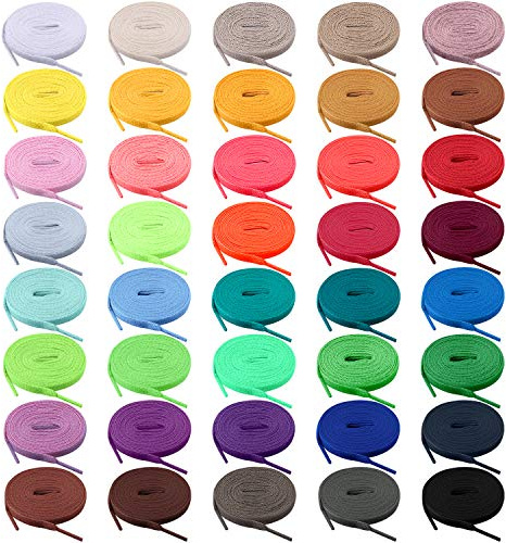 BQTQ 40 Paia Lacci per Scarpe Colorati Lacci Piatti per Scarpe Sportive, 40 Colori (101cm)