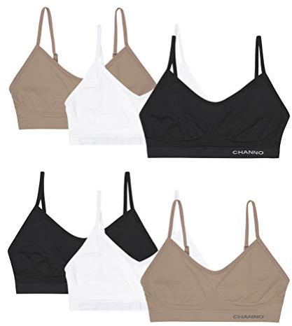 Channo Reggiseni Top Invisibili Senza Cuciture, Senza Ferretto o Imbottitura, in Nylon con Spalline Regolabili - Confezione da 6, Assortiti, L/XL