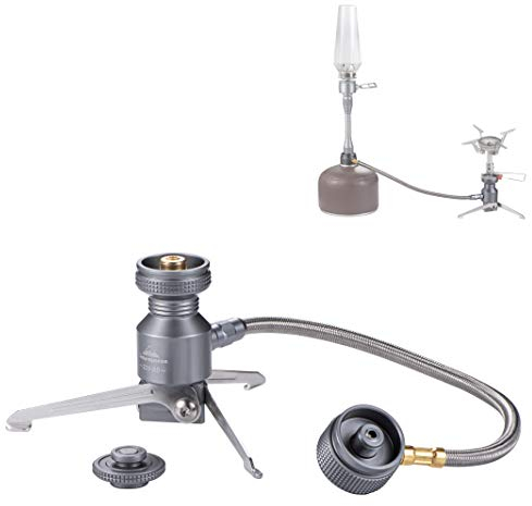 Remote Stove Adapter 2 Outlets Stand Type for Camping Backpacking Isobutane Gas Fuel Canister, EN417 Lindal Valve Canister Z23-OD