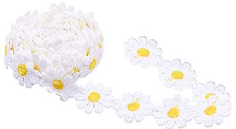 5 Yarde 2.5cm Nastro Di Fiori In Poliestere Passamaneria Decorativa Trim Nastro Fiore Applique Nastri Decorativi Tessuto Per Fascia Per Capelli, Abbigliamento, Decorazioni Per Feste (giallo, bianco)