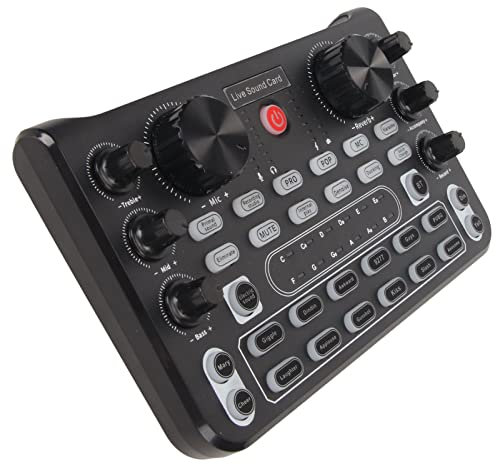 Mezclador de Audio Profesional, Cambiador de Voz, Tarjeta de Sonido en Vivo con Múltiples Efectos de Sonido, Cancelación de Ruido, Tarjeta de Sonido Externa para Grabación de