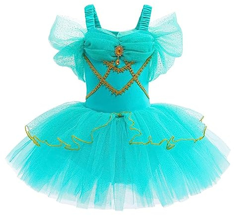 Lito Angels Princess Jasmine Ballerina Costume Ballet Leotard with Tutu Dress for Kids Girls, Fancy Dance Wear Outfit Age 7-8 Years (Tag Number 140)