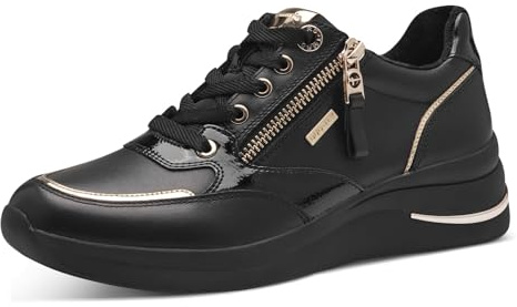 Tamaris Comfort baskets femme plates à lacets loisirs, Black, 39 EU