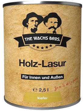 the wachs bros. Holzlasur für Innen und Außen - 2,5 L - Holzlasur Kiefer - natürliche Inhaltsstoffe - dauerhafter Schutz