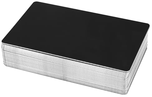 CHUIFAI 150 Stück Alu Visitenkarten Rohlinge, 86x54x0.21mm Aluminium Visitenkarten Rohlinge, Metall Visitenkarten Schwarz Alu Karten die Laserbeschriftung von Visitenkarten
