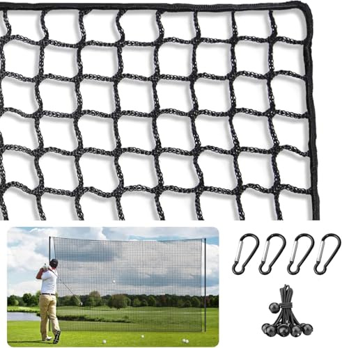 Hanured Filet de clôture d'entraînement de golf 3 x 3 m - En polyester noir - Avec corde et boucle - Pour golf, baseball, hockey - Pour l'intérieur et l'extérieur