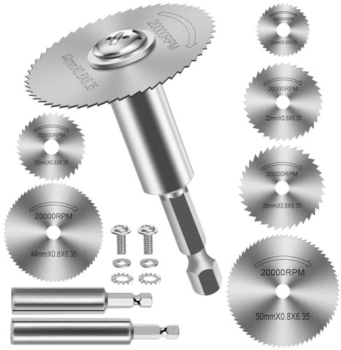 Sägeblatt Kreissägeblatt Set, 1/4 Sechskantschaft HSS Kreissägeblätter für Bohrmaschine, Mini Kreissägeblatt für Holz Kunststoff Metall - 8 Stück