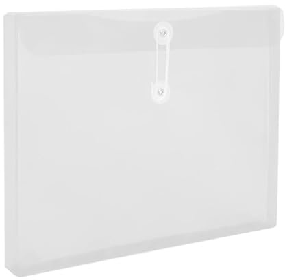 Namzi Plastic Legal Size Expandable Envelopes with String Tie Closure, Clear File Folders Poly Project Paper Documents Organizer for Office School Home 6 Pack，White