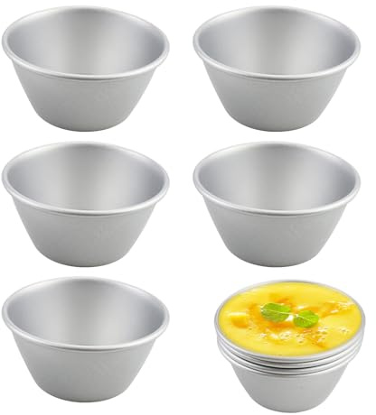 Mini Flan & Dessert Molds - Set of 5 Reusable Molds, Muffins, Puddings, Souffles & Desserts | Baking Pastry Restaurant Professional Party