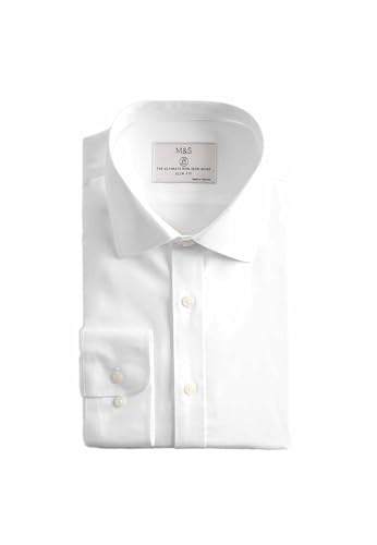 Marks & Spencer Chemise Ultimate Homme en Coton Facile à Repasser, Coupe Slim, Sans Repassage