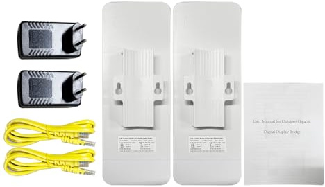 Naroote Trådlös Brygga, 5 Km Lång Räckvidd Gigabit WiFi-bryggor, 5,8 GHz Utomhus Trådlösa Ethernet-bryggor med 2-portars Gigabit Ethernet, Perfekt för Att Utöka Nätverket Till Lador, Butiker och