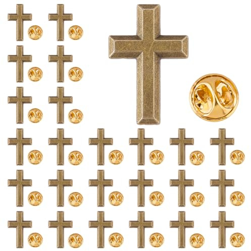 SUPERFINDINGS 24 piezas Cruz Alfileres de Solapa de Aleación Cristiana Fe Broches para Funeral Iglesia Oración Pin de Solapa a granel para decoraciones de disfraces