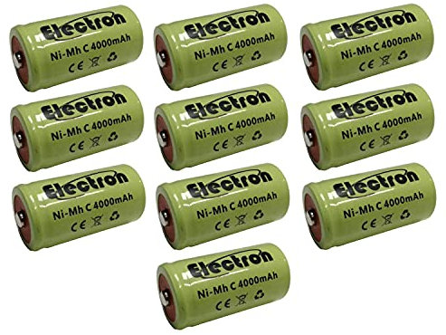 10x Batteria ricaricabile Ni-Mh NiMh C 1/2 mezza torcia 1,2V 4000mAh accumulatore 50x26mm pin