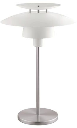 EGLO Tischlampe Brenda, 1 flammige Tischleuchte, Nachttischlampe aus Stahl, Farbe: Nickel matt, weiß, Fassung: E27, inkl. Schalter