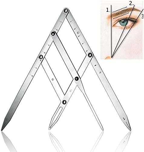 Namvo Augenbrauen Tattoo Lineal Mean Caliper, Edelstahl Faltbare Augenbrauen Microblading Permanent Makeup Schablone Wiederverwendbares Messwerkzeug