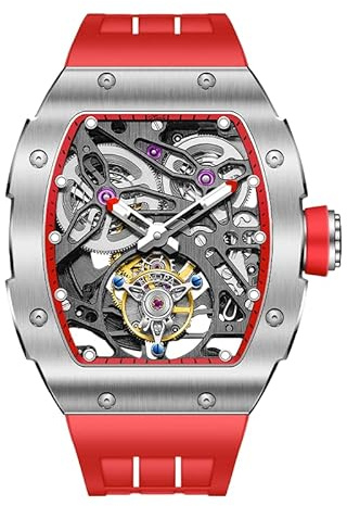 Haofa Tourbillon klocka skelett mekanisk klocka safir rostfritt stål herrklocka vattentät lysande automatiska klockor för män Tourbillon klockor män 1908