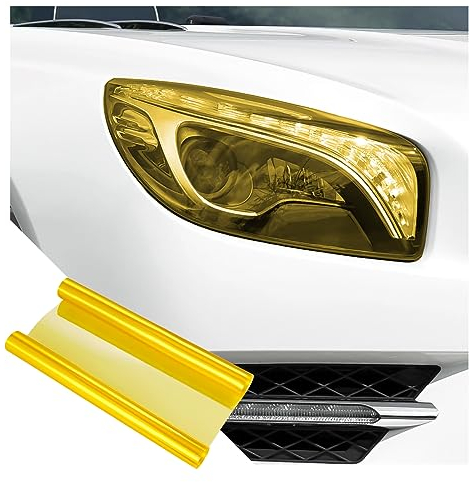 JNNJ Auto Scheinwerfer Folie Tönungsfolie, Auto Folie für Autoscheinwerfer Rücklicht, Wasserdicht Auto Scheinwerfer Folie Für Nebelscheinwerfer Rückleuchten(Goldgelb)