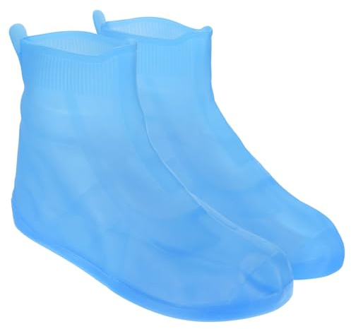 M METERXITY 1 Pair Waterproof Shoes Cover - Reusable Anti-Slip Foldable Galoshes PVC Shoe Protectors with Zipper, Apply to Outdoor Sports (XXL, Blue)