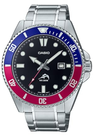 Casio MDV106 Series | Unisex Analog Watch | 200M WR | Stainless Steel Case | Resin Band | 2 Hand Analog (HR, Min, SEC) | Date Display | Screw Down Crown/Screw Down Caseback | 3 Year Battery,