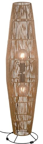 Reality Leuchten Lámpara de Pie MIKI R41102026, Metal Negro Mate, Pantalla Marrón, excl. 2x E27