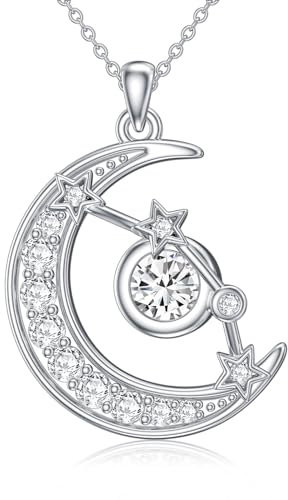 ROMANTICWORK stjärntecken kedja 925 sterlingsilver astrologi horoskop födelsesten hänge halsband halvmåne 12 konstellation smycken presenter för kvinnor flickor, Sterlingsilver