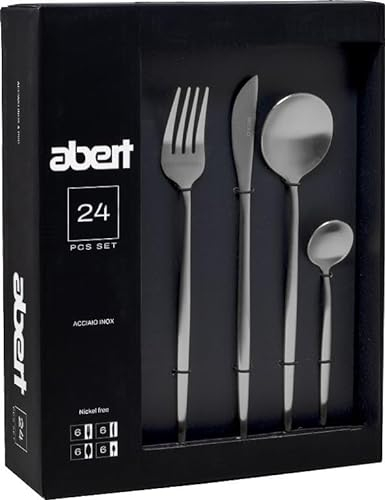 Set 24 Pezzi Servizio di Posate da Tavola Porto Inox Scatola Elegant Abert