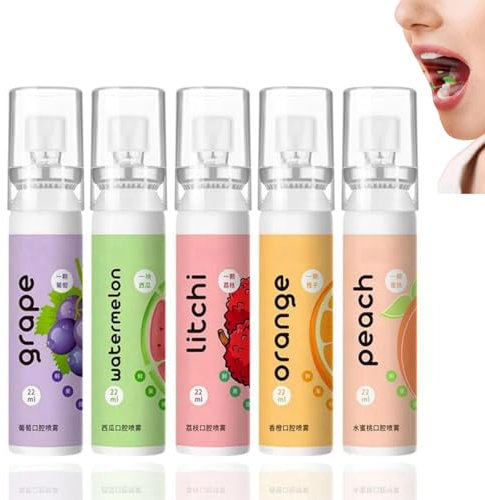 5Pcs Fruit Oral Breath Spray,Breath Freshener Spray,Oral Care Spray,Fresh Breath Spray,Breath Fresheners,Mouth Spray for Bad Breath,Breath Freshener Spray,Breath Spray,for Bad Breath,Effective