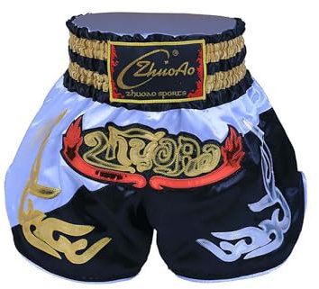 YiZYiF Kinder Jungen MMA Box Shorts Muay Thai Short Boxing Shorts Hexagon Kurze Hose K1 Boxen Fitness Kickboxing Trainingshose Weiß&Schwarz 110-116