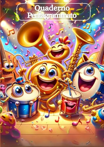 Quaderno Pentagrammato A4 per Giovani Musicisti | 12 Pentagrammi per Pagina | 110 Pagine numerate di Ispirazione Musicale | Perfetto per Bambini e ... | Formato Grande per Composizioni Creative